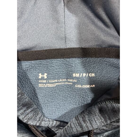 Under Armour ColdGear Hoodie Men’s Small Blue Heather Pullover Loose Fit - Picture 4 of 6